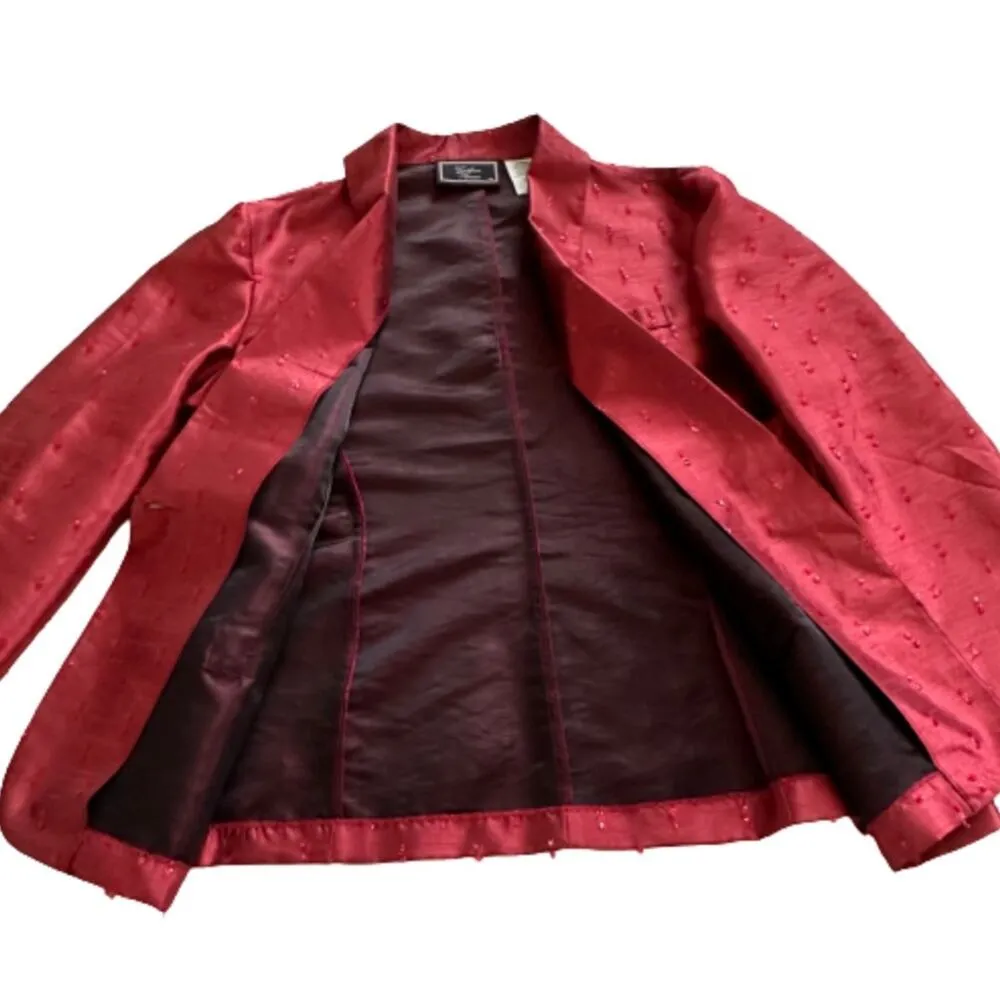 Gotham Square Red Button Front Embellished Dressy Blazer Jacket Size 14 - Image 11