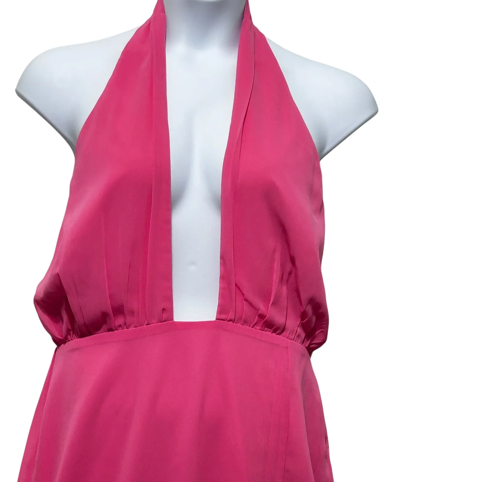 Lulus Maxi Dress XL Pink Halter Deep V Neck Open Back‎ Midi Cocktail Party Y2K - Image 3