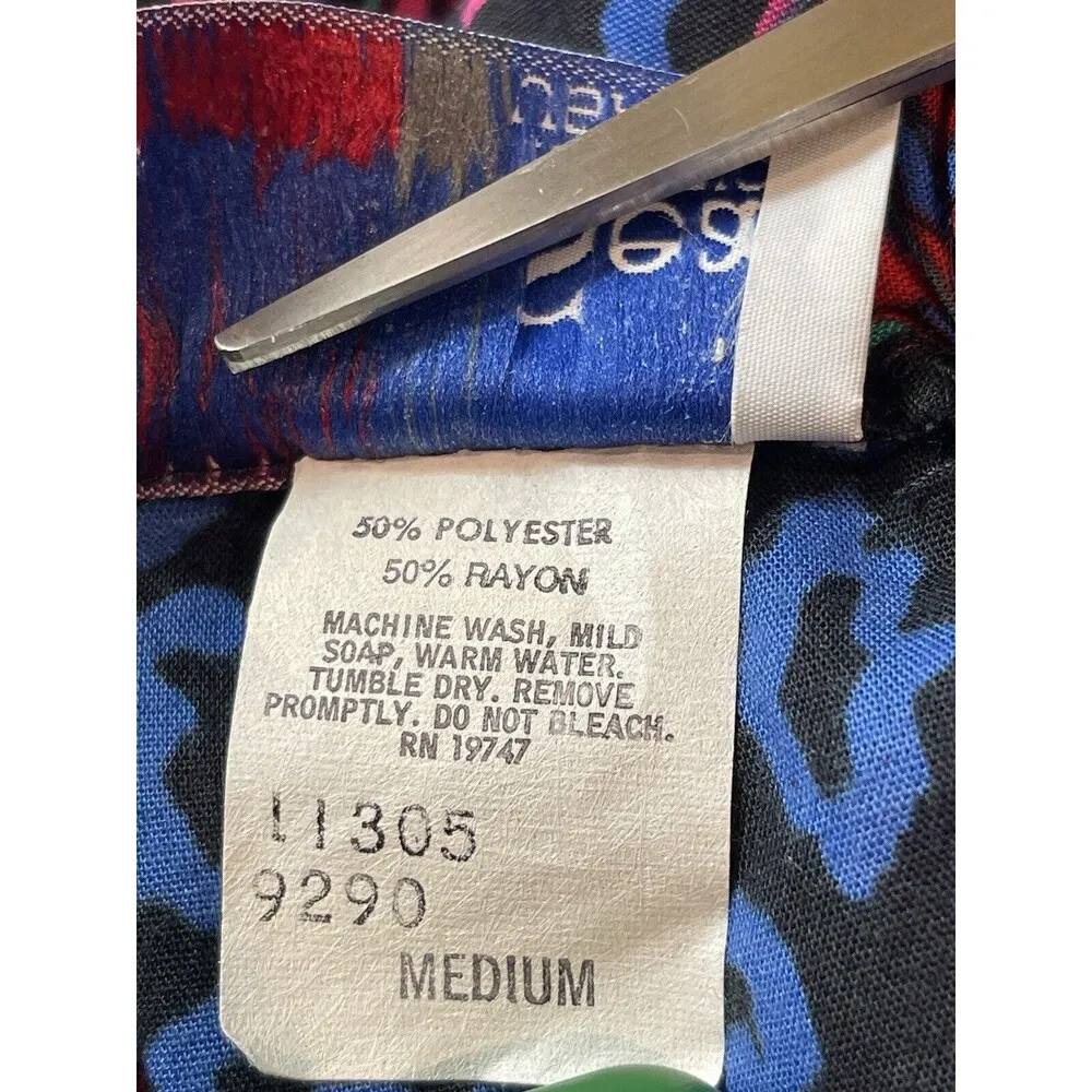 Land And Sea Vintage Ames Bold Blue Pink Floral Midi Elastic Waist Skirt M NWT Size M - Image 8