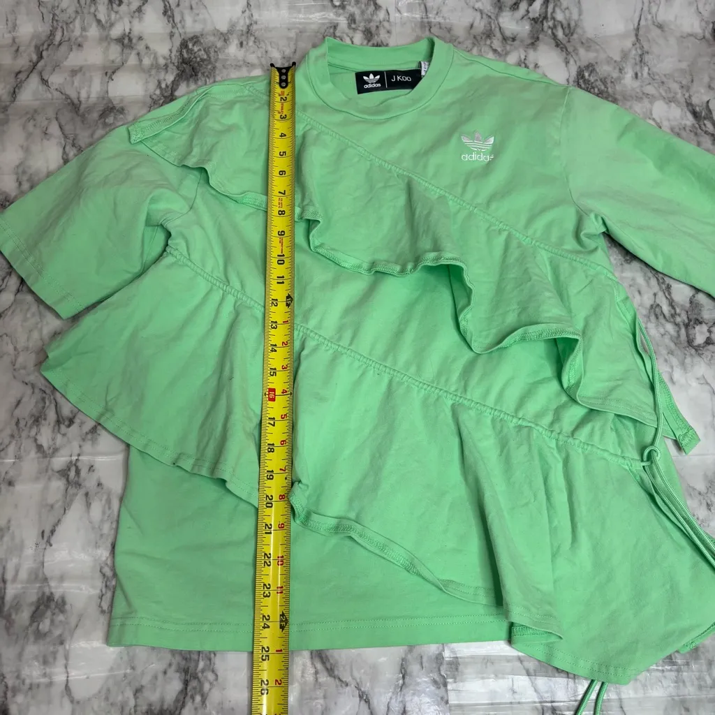 Adidas JKOO Tiered Ruffle Green Top Tshirt oversized fit size small athletic - Image 7