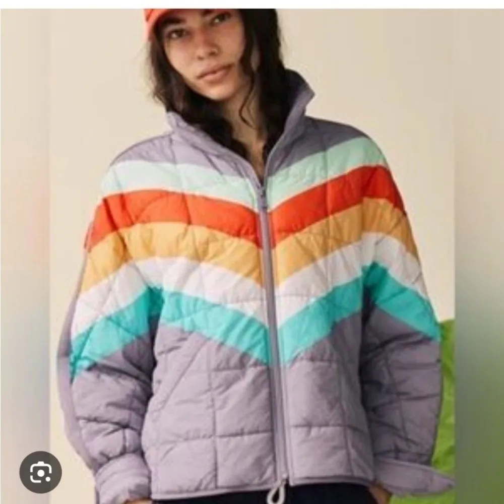 Free People Movement Pippa Printed Packable Puffer Jacket L NWT Blue Size L - Image 2