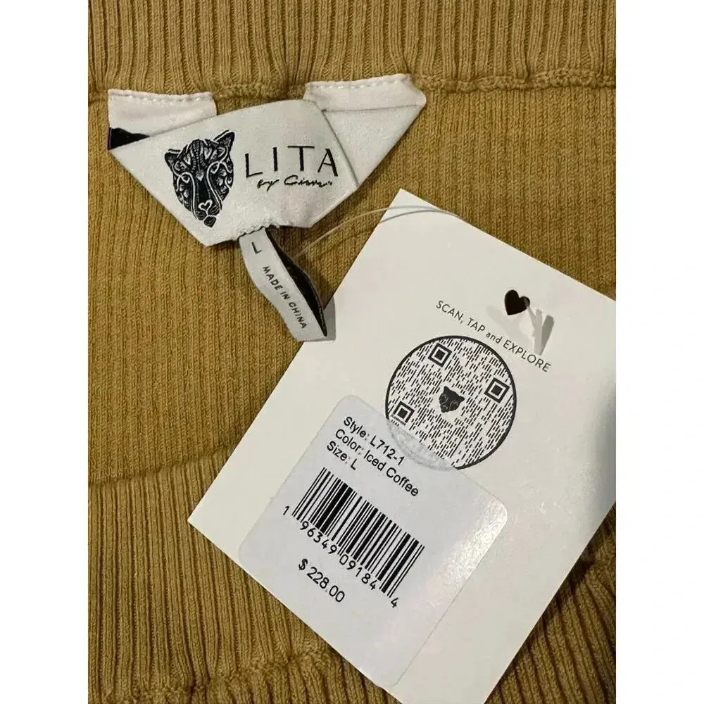 NWT Lita By Ciara Side‎ Button Ribbed Skirt Tan Size L - Image 4