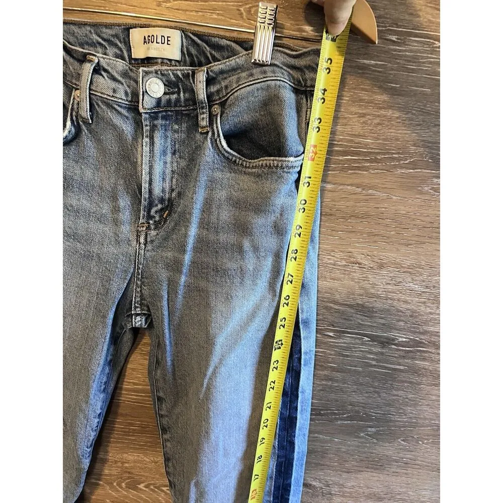 Agolde Jeans Womens 25 Toni Mid Rise Straight Leg Swerve Two Tone Racer Stripe - Image 5