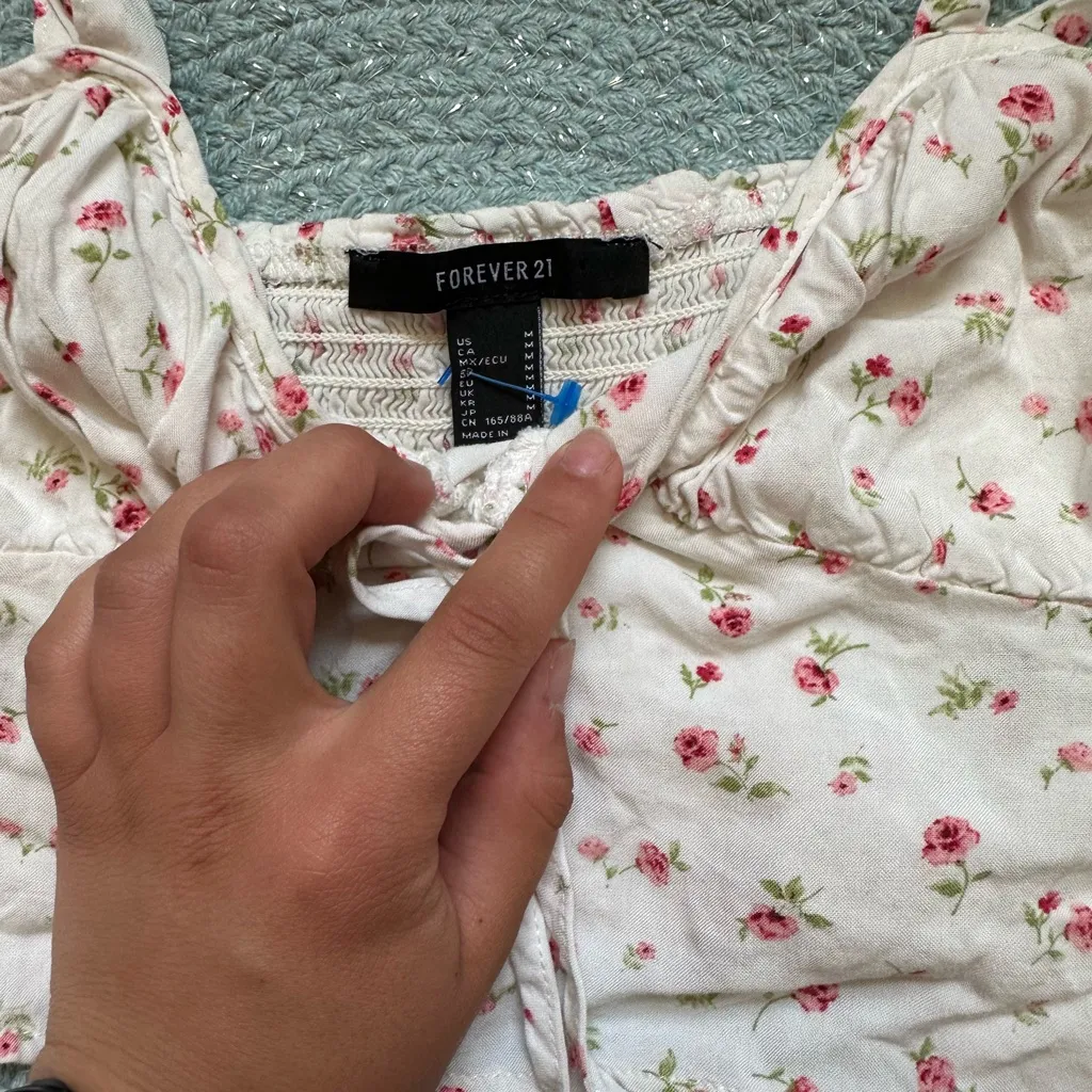 Forever 21 Pink Cream Ruched Tie Front Camisole - Image 2