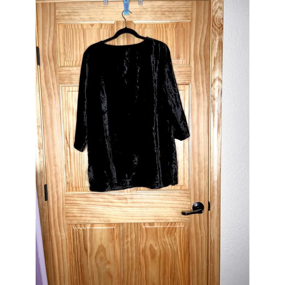 Soft Surroundings womens size large tunic/dress crushed black velvet gold sequin - Image 3