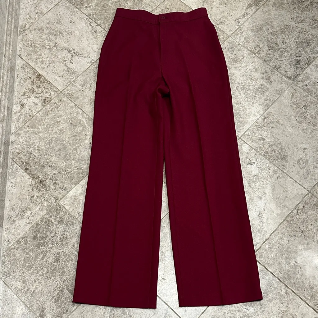 Vintage Levi Strauss 1988 High Waist Burgundy Straight Leg Pants Sz 16 Polyester - Image 2
