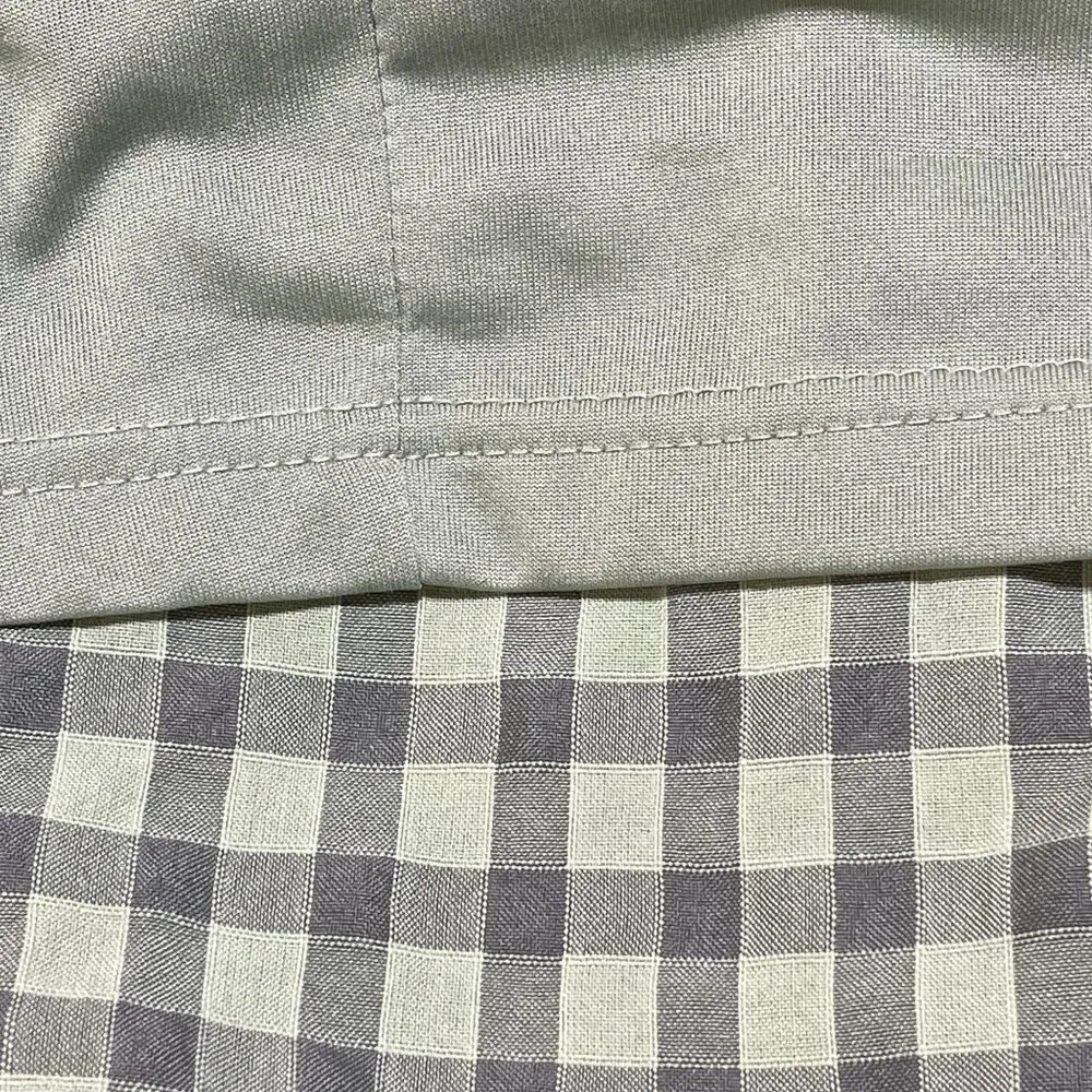 &Merci Tiered Tunic Dress Green Gingham Ruffle V-Neck Size S Small - Image 7