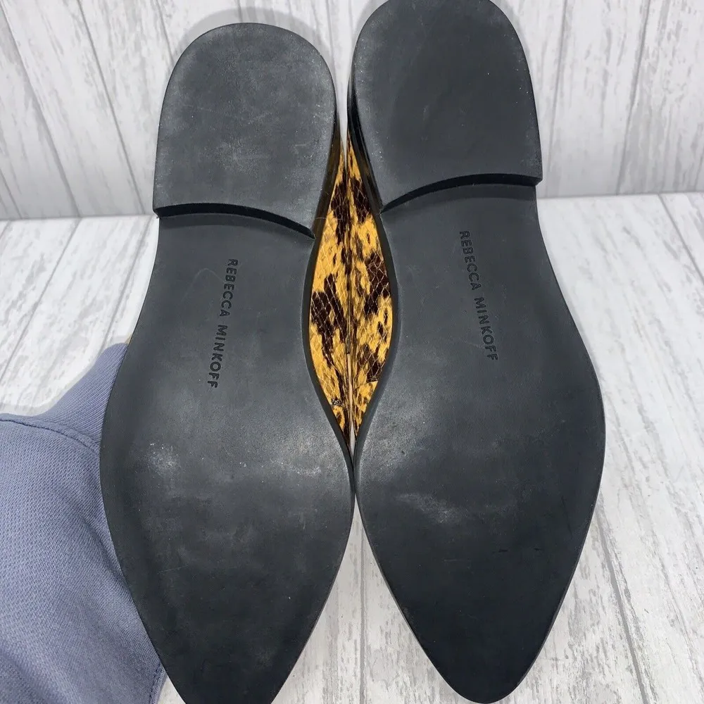 Womens Size 6.5 Rebecca Minkoff Pacey Loafers Yellow Snake Print EUC. - Image 6