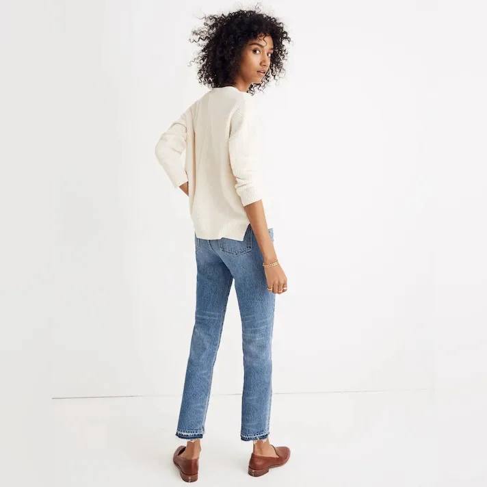 Madewell Bright Ivory Knit Patch Pocket Pullover Sweater J8782 - Image 5