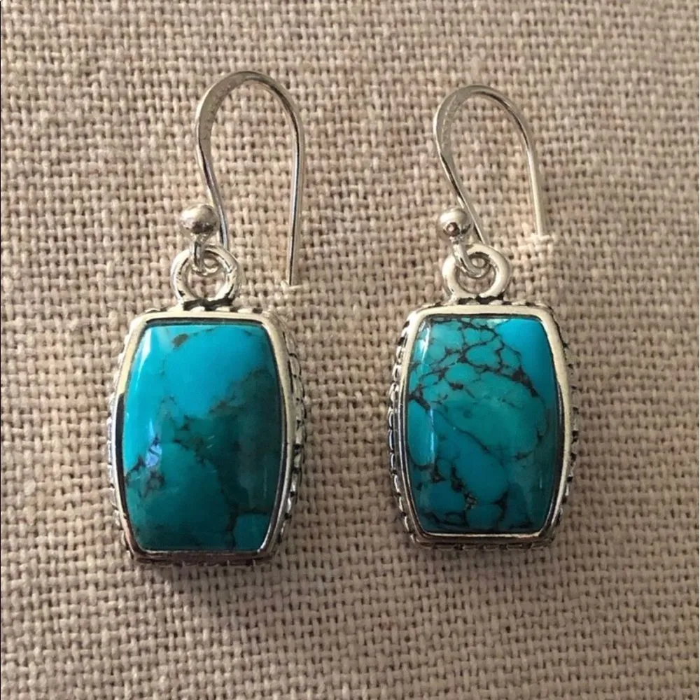 Barse Turquoise Sterling Silver Necklace Earrings Bracelet Ring Rope Accent Set - Image 10