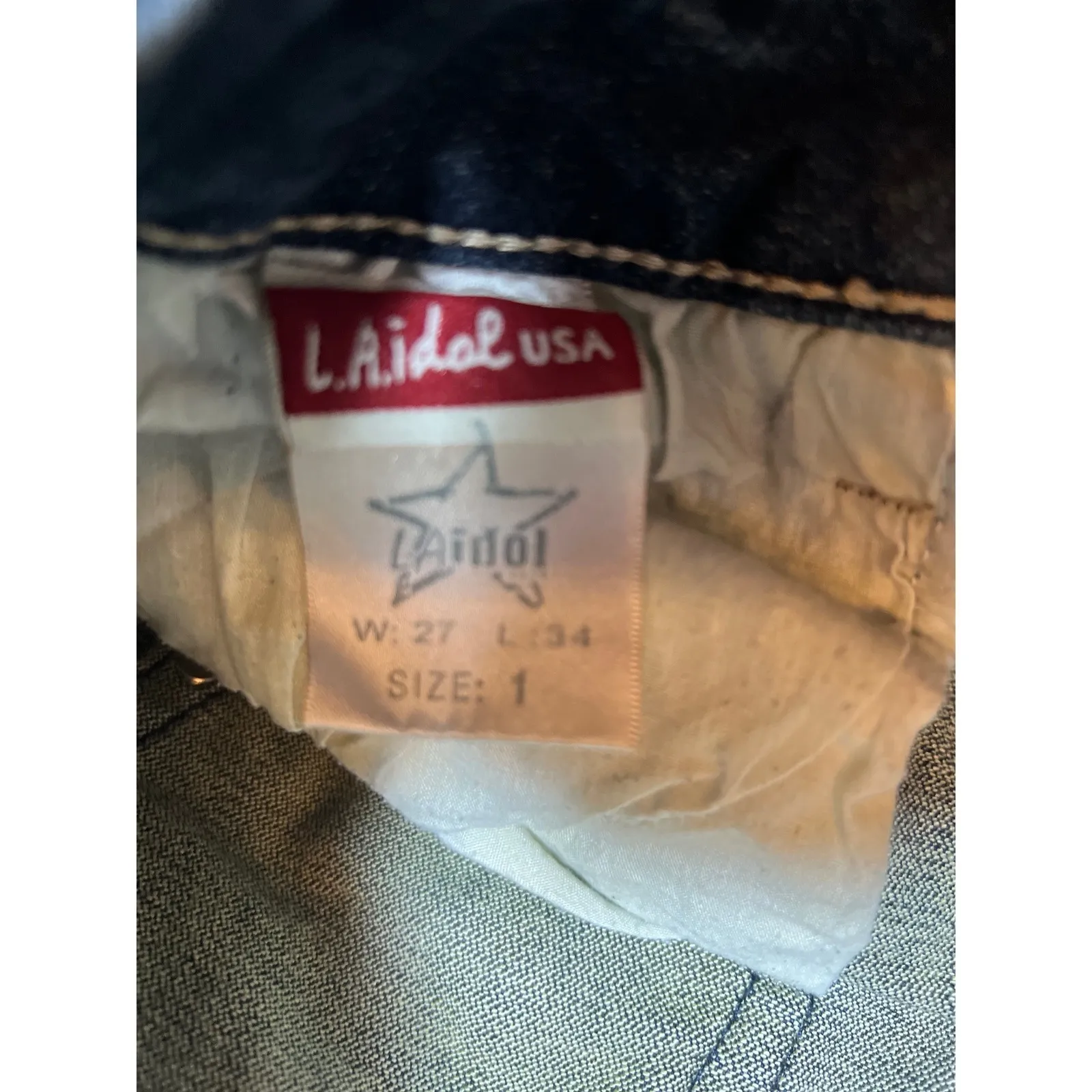 LA Idol Jeans Womens Size 1 TALL Dark Wash Bling Low Rise Bootcut Denim Y2K Stud Blue - Image 5