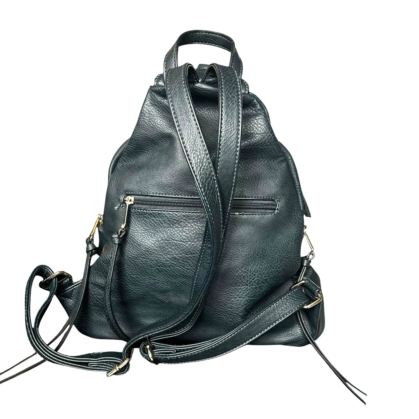 Navy Blue Faux Leather Vegan Leather Backpack - Image 4