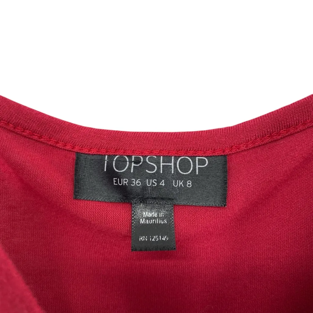 Topshop Twist Front Red Cropped Tank Top - Image 3
