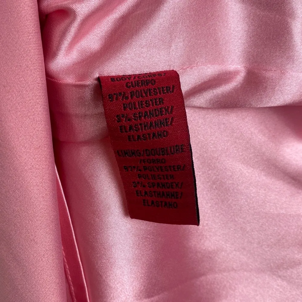 JS Collections Pink Satin Sleeveless Tiered Pleated Pencil Cocktail Prom Dress 4 - Image 6