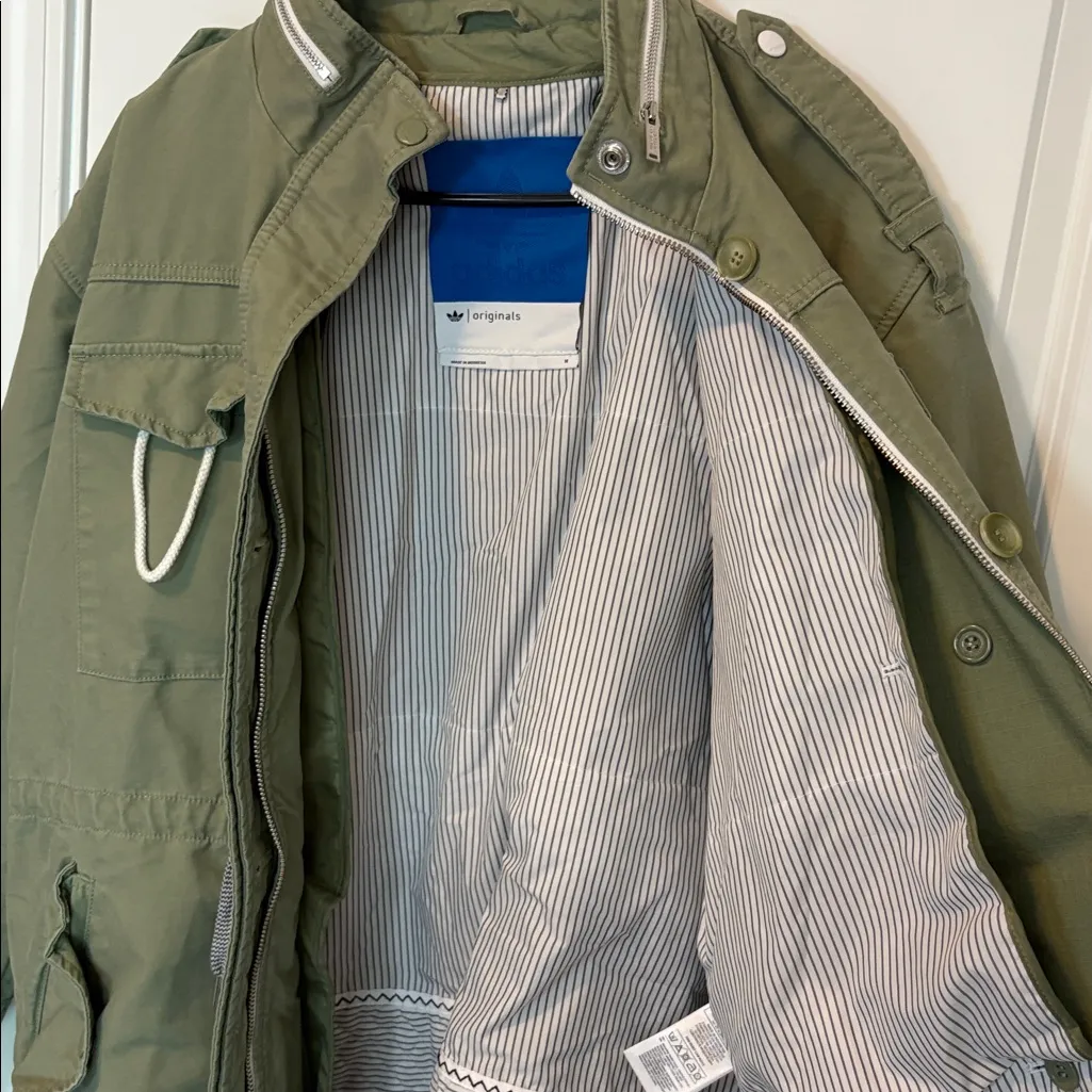 Adidas Originals Olive Green Winter Parka Jacket Military Army M Coat Women Size M - Image 5