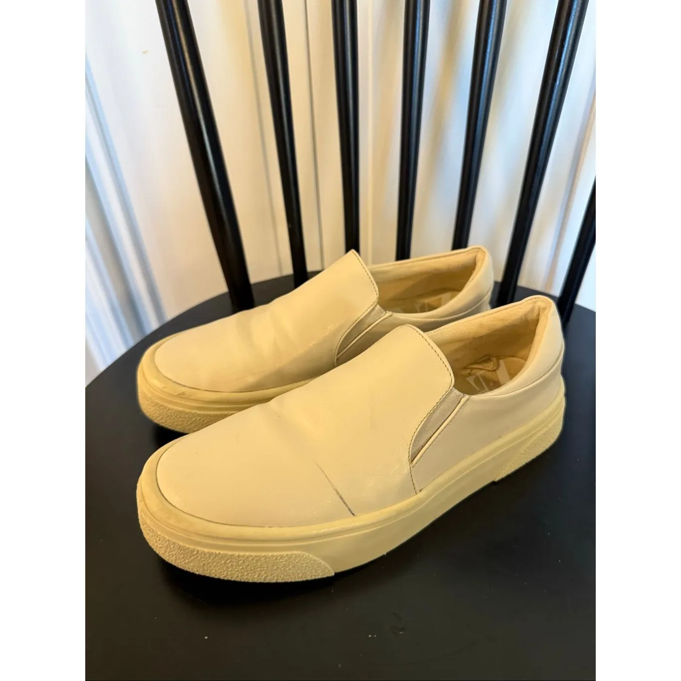 Zara cream leather slide sneakers minimalist size 6 - Image 9
