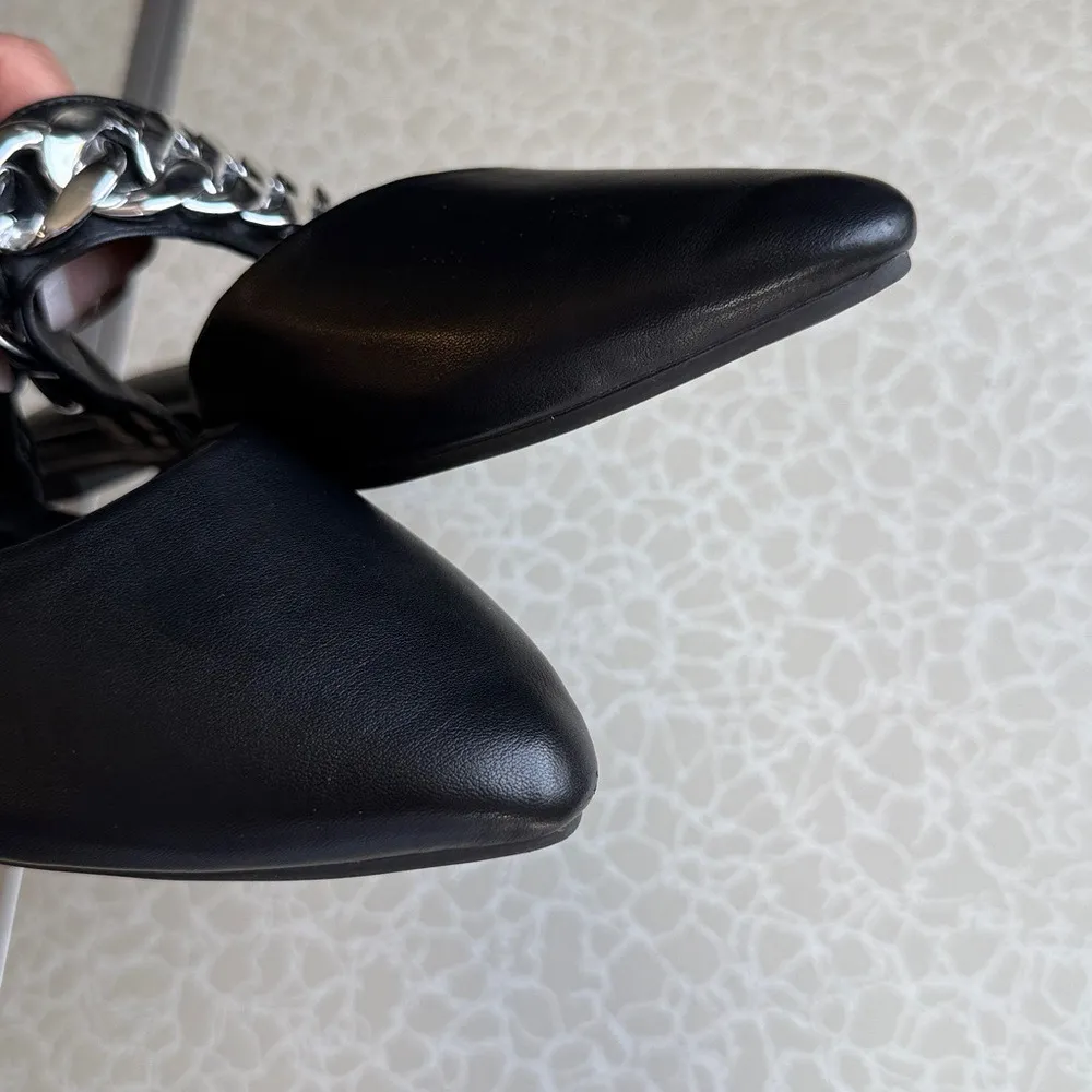 Torrid Black Pointed Toe Mules with Chunky Silver Chain Embellishment Womens 6 - Image 8