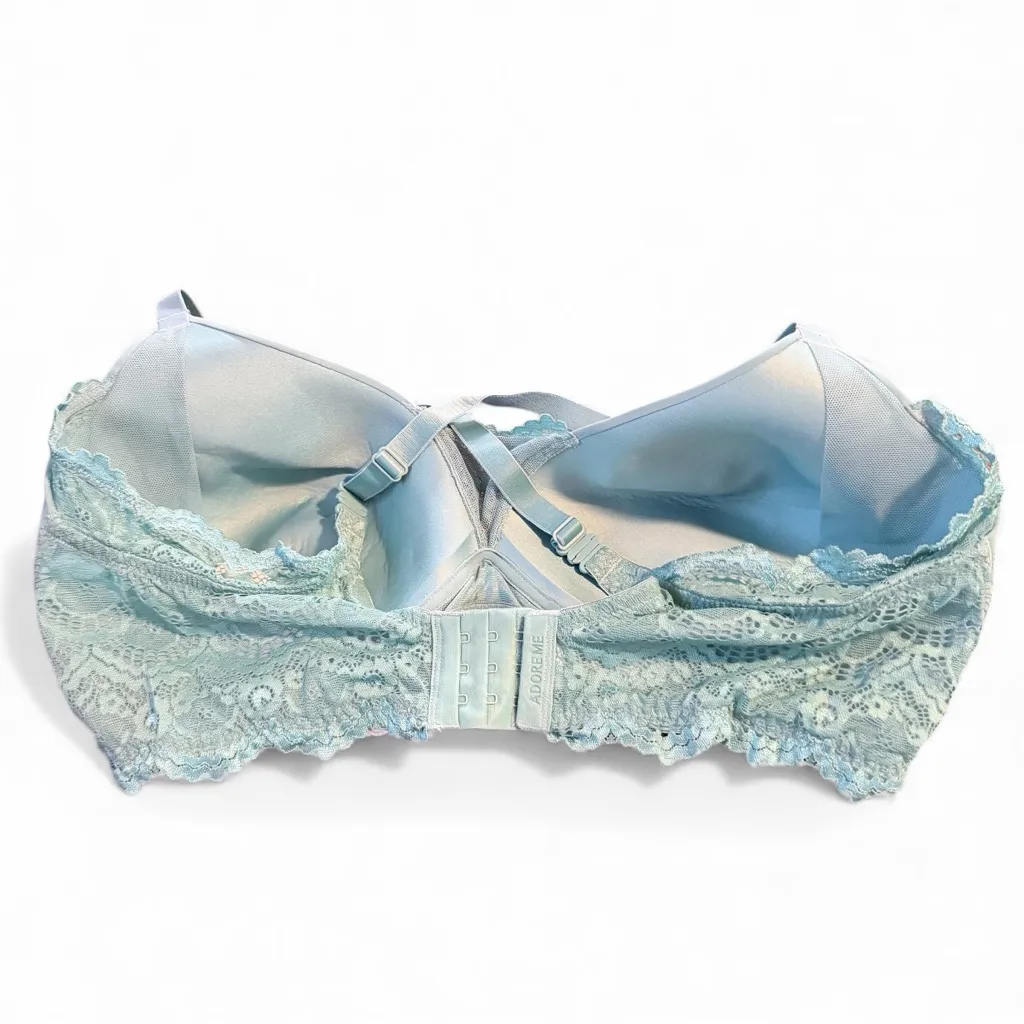 Adore Me balconette moulded cup bra with lace trim and modular straps size 38DDD - Image 2