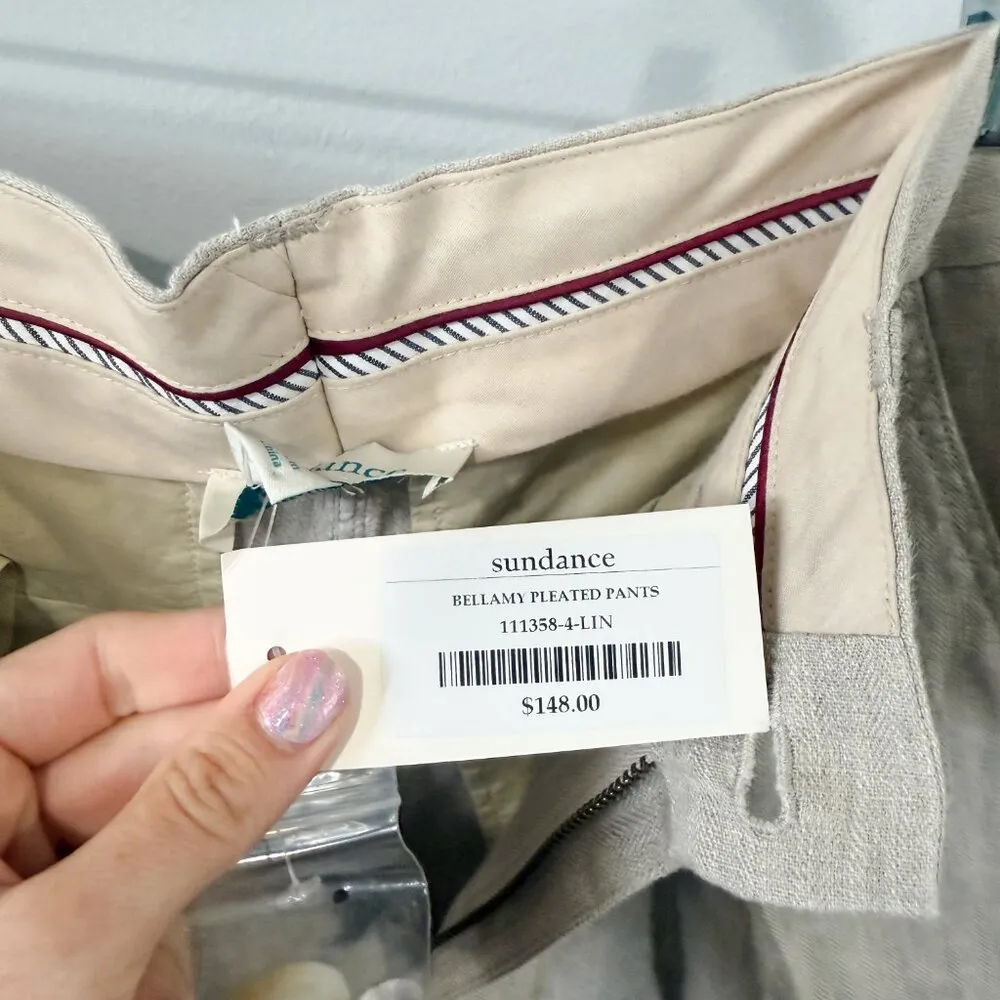 New with tags! These Sundance Bellamy Pleated Pants are crafted from breathable White Size 4 - Image 6