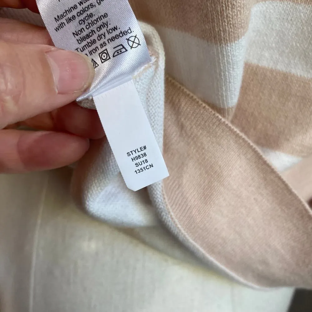 J. Crew Factory Striped Black & Beige Dachsund Teddie Lightweight Sweater Sz XS White - Image 7