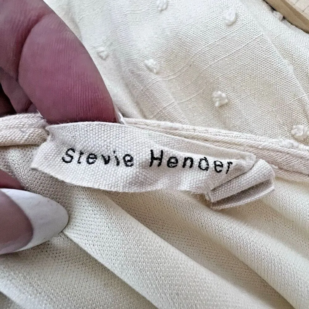 Stevie Hender Ivory embroidered women drop  bohemian shoulder midi dress size S - Image 4