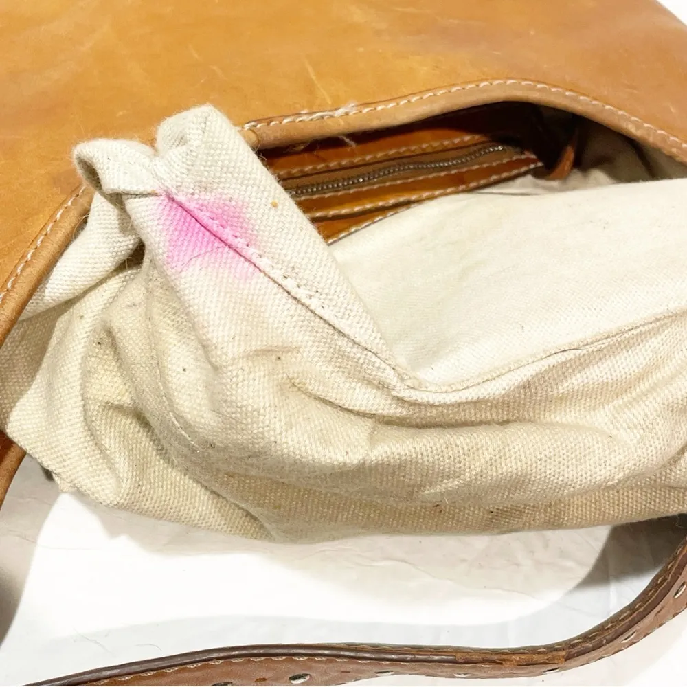 Michael Kors ‘Hutton’ Brown Distressed Leather Buckle shoulder Hobo Bag - Image 6