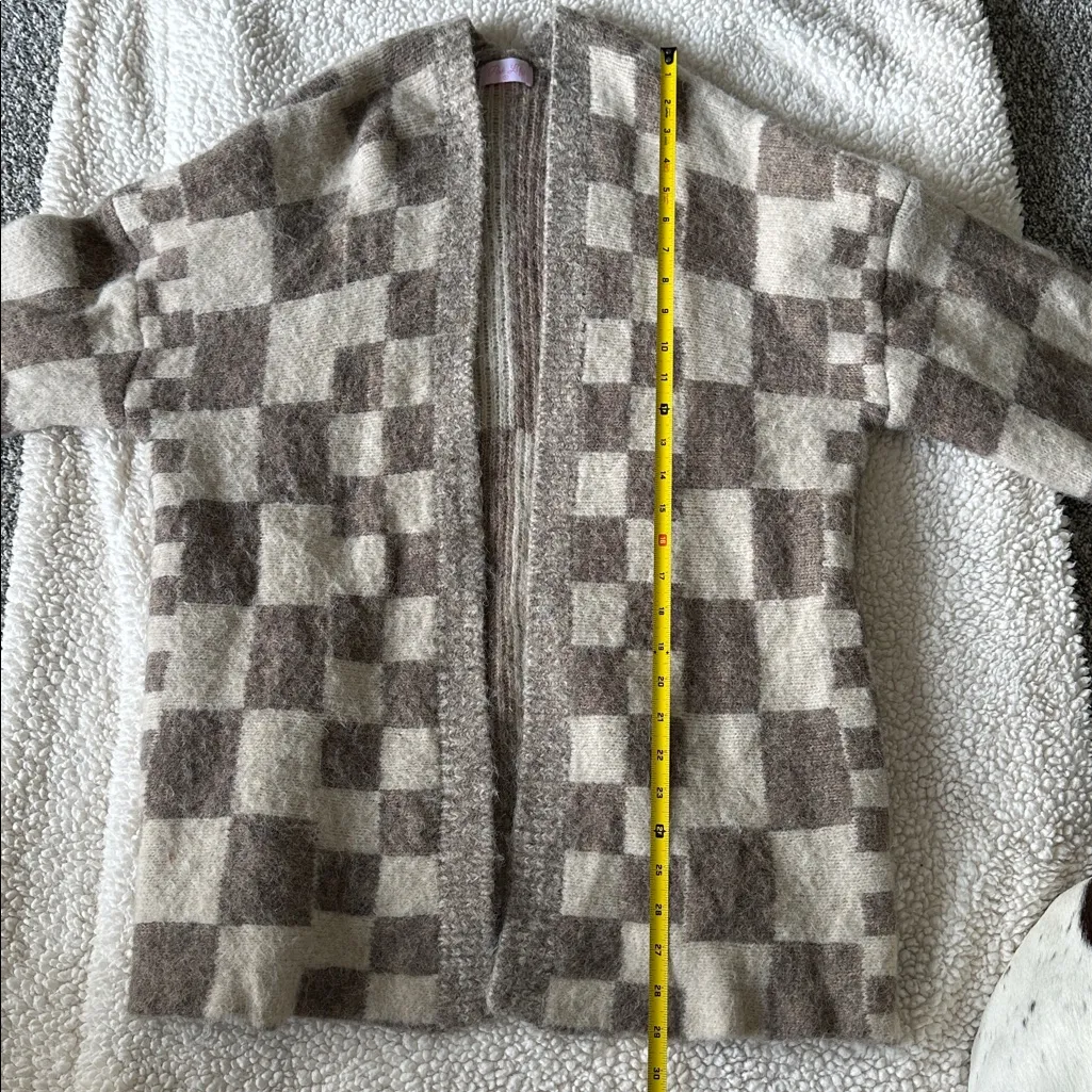 Pink Lily Sweater Cardigan Size S Brown/Cream - Image 6