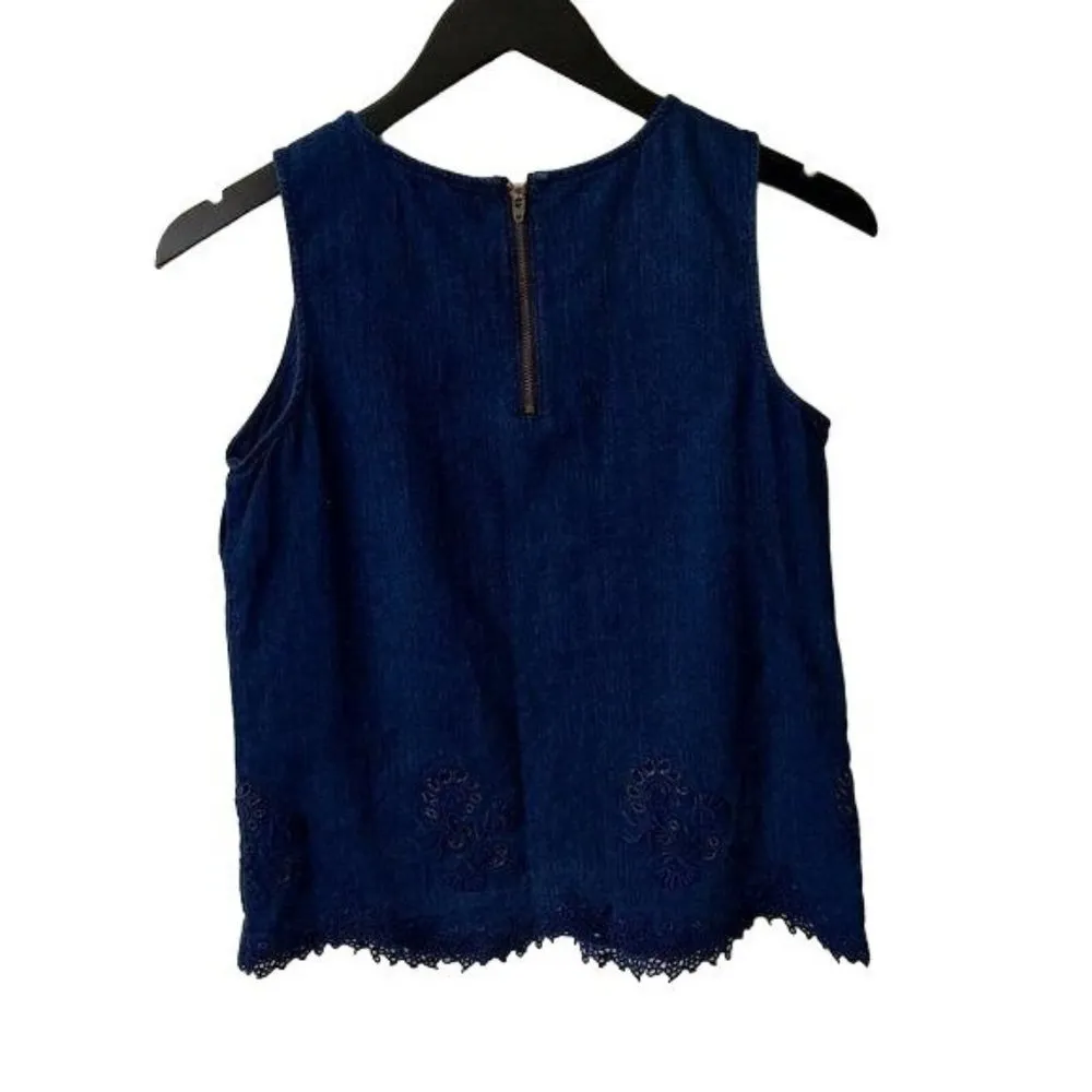 Madewell Denim Blue Jean Sleeveless Blouse Indigo Tank Top Vest Womens Blue XS - Image 4