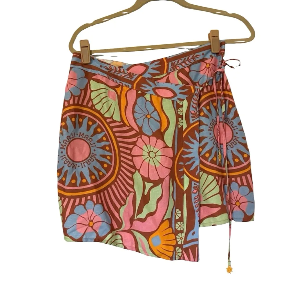Maaji Zaria Print Faux Wrap Cover Up Skirt Womens Small - Image 5