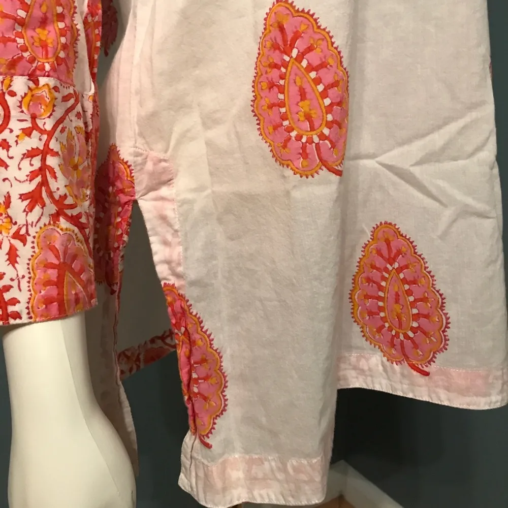 Putumayo white cotton boho coverup tunic medium - Image 3