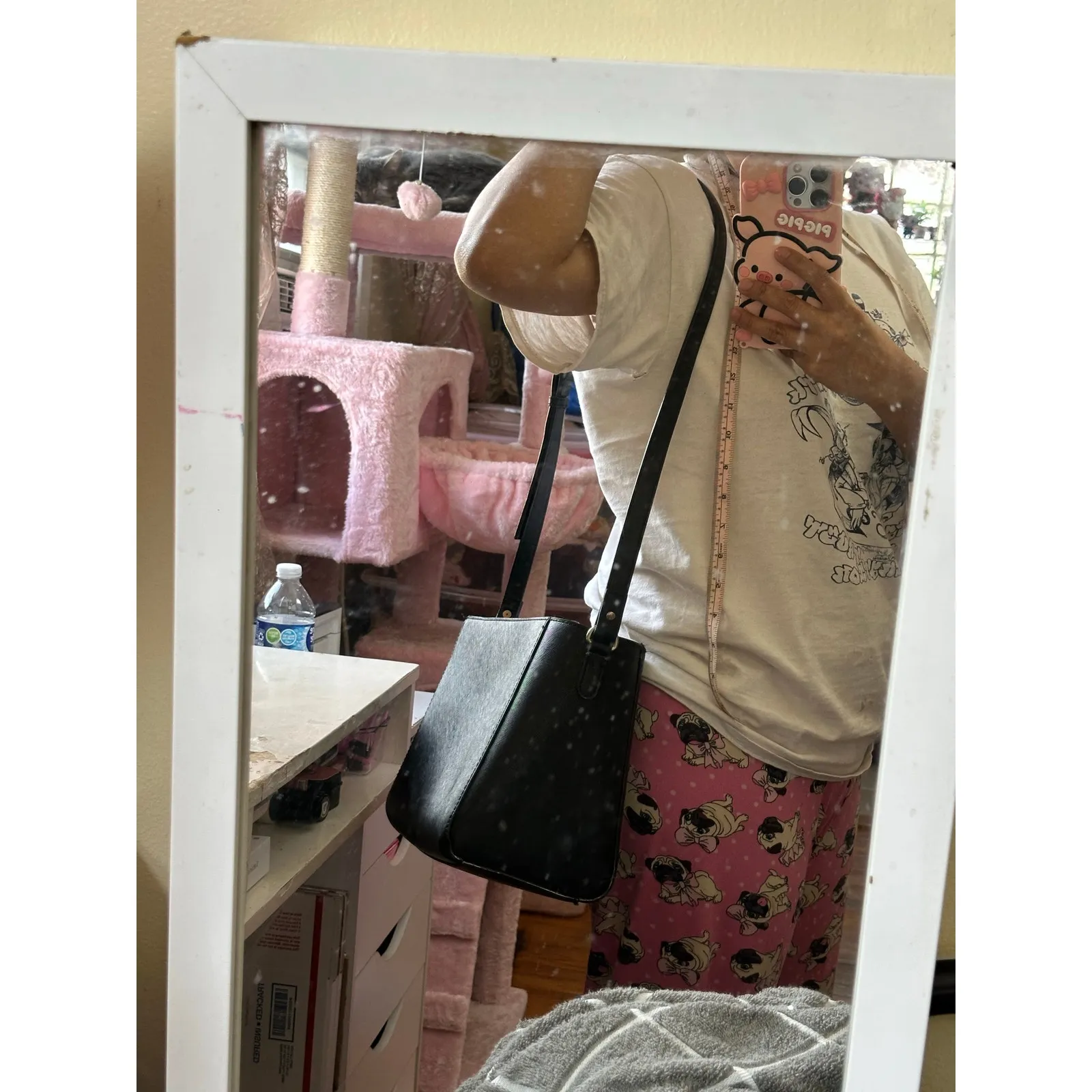 Zara Basic Collection Crossbody Purse Black Faux Leather - Image 9