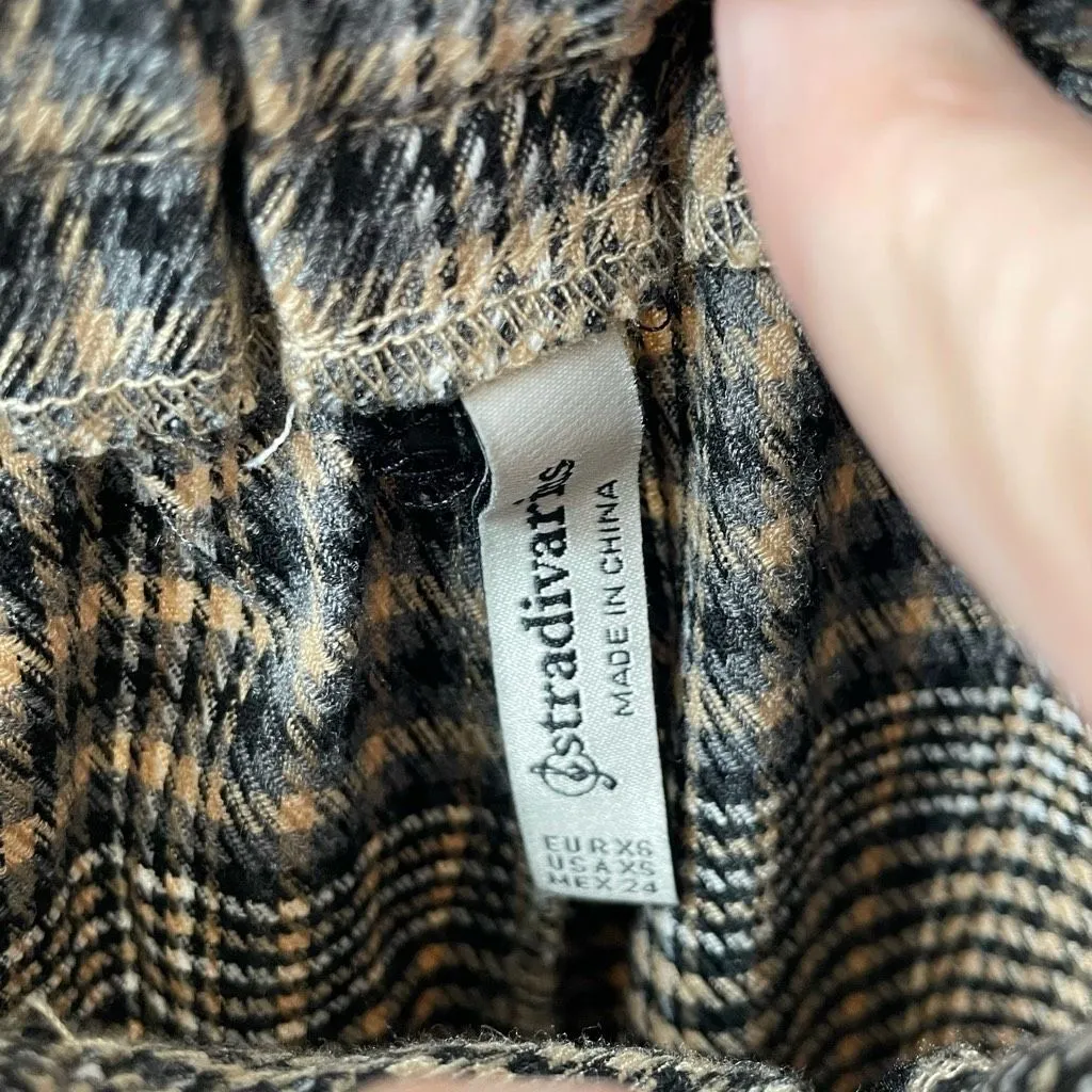 Strativarius Glenn Plaid Paper Bag Crop Trousers Pants XS - Image 6