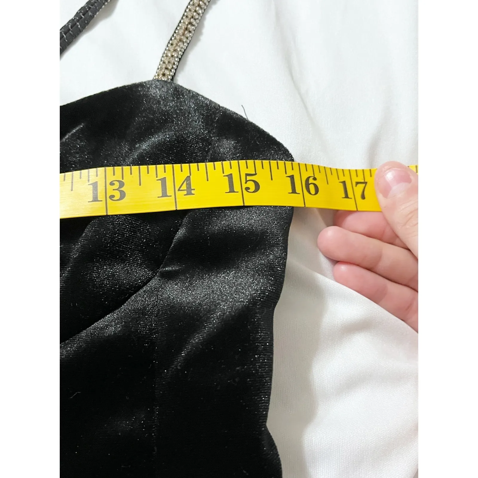 Zara Womens Black Velvet Mini Dress Rhinestone‎ Strap Cocktail Party Size M LBD - Image 10