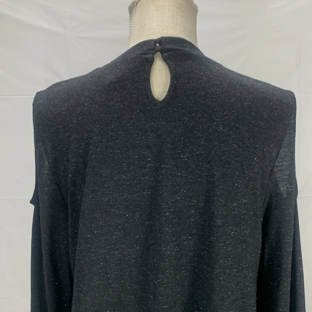 Style&Co High Neck Cold Shoulder Black Long Sleeve Top Size Large - Image 8