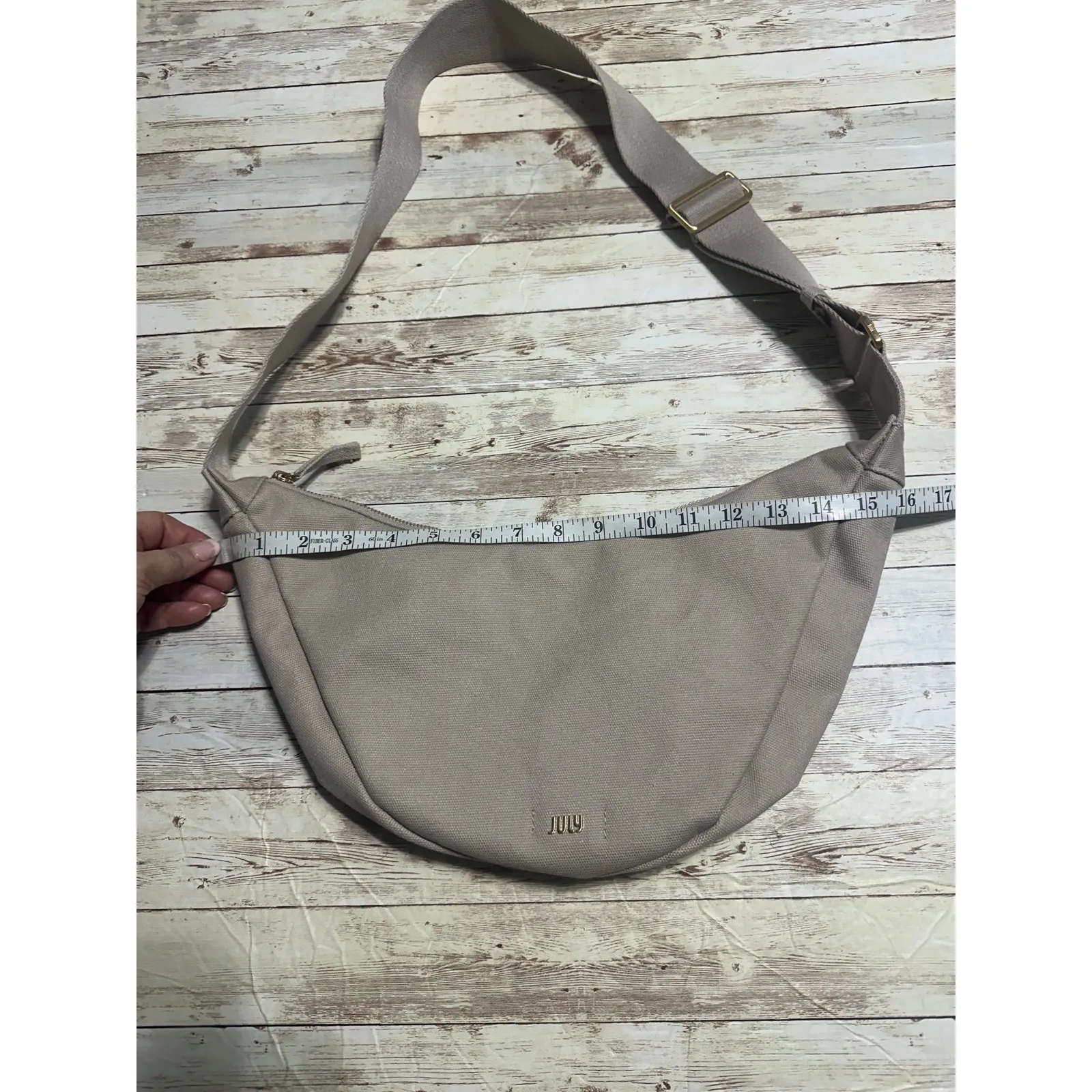 July Everyday Crescent Crossbody Bag Purse Beige Tan Neutral NWOT - Image 5