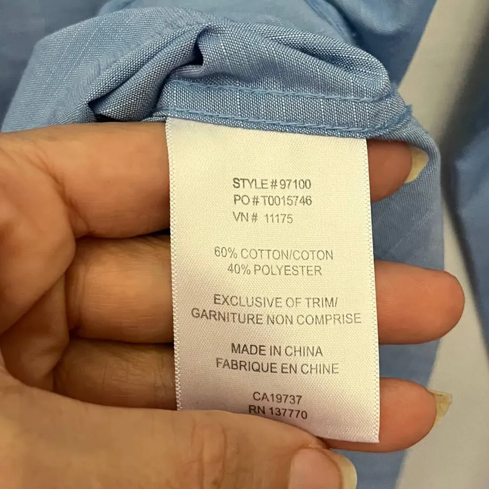 Roots73 Clearwater Button Up Women Shirt Size Large Blue M Patch #97100 Rolltab - Image 98