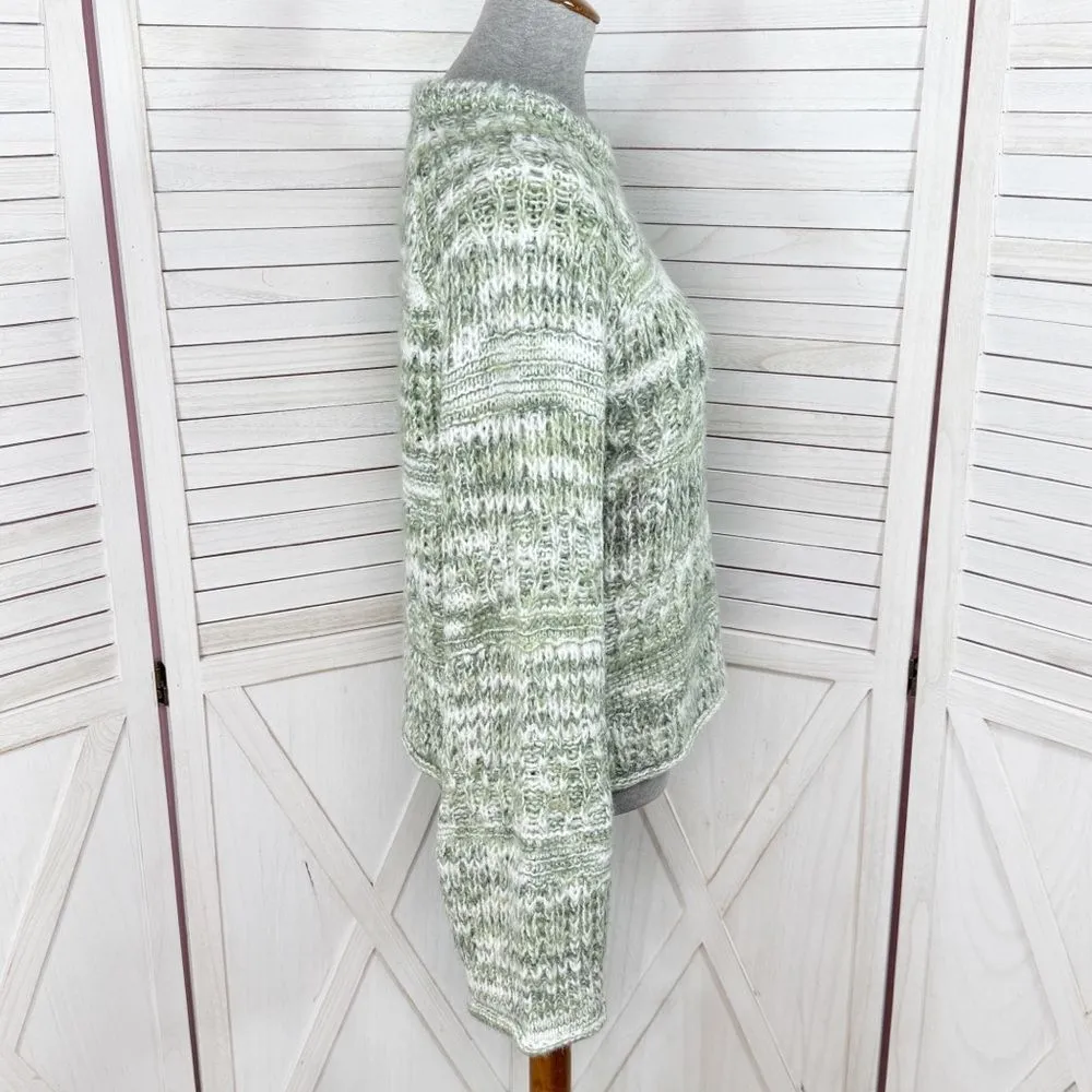 Universal Thread Bell Sleeve Multi Pattern Crewneck Sweater Marled Green Medium - Image 4