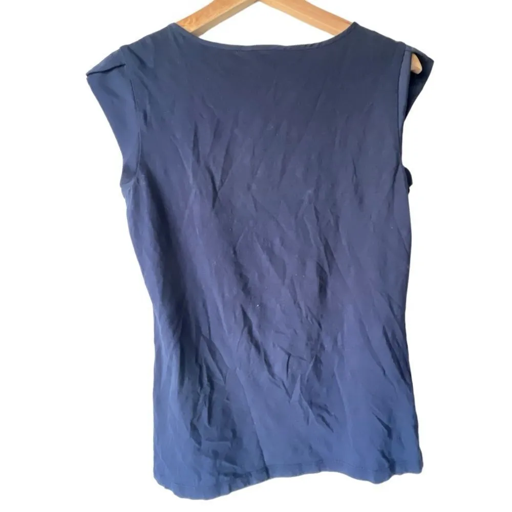 Women's blouse dark blue Tommy Hilfiger short sleeve top light fabric  ladie S. - Image 11