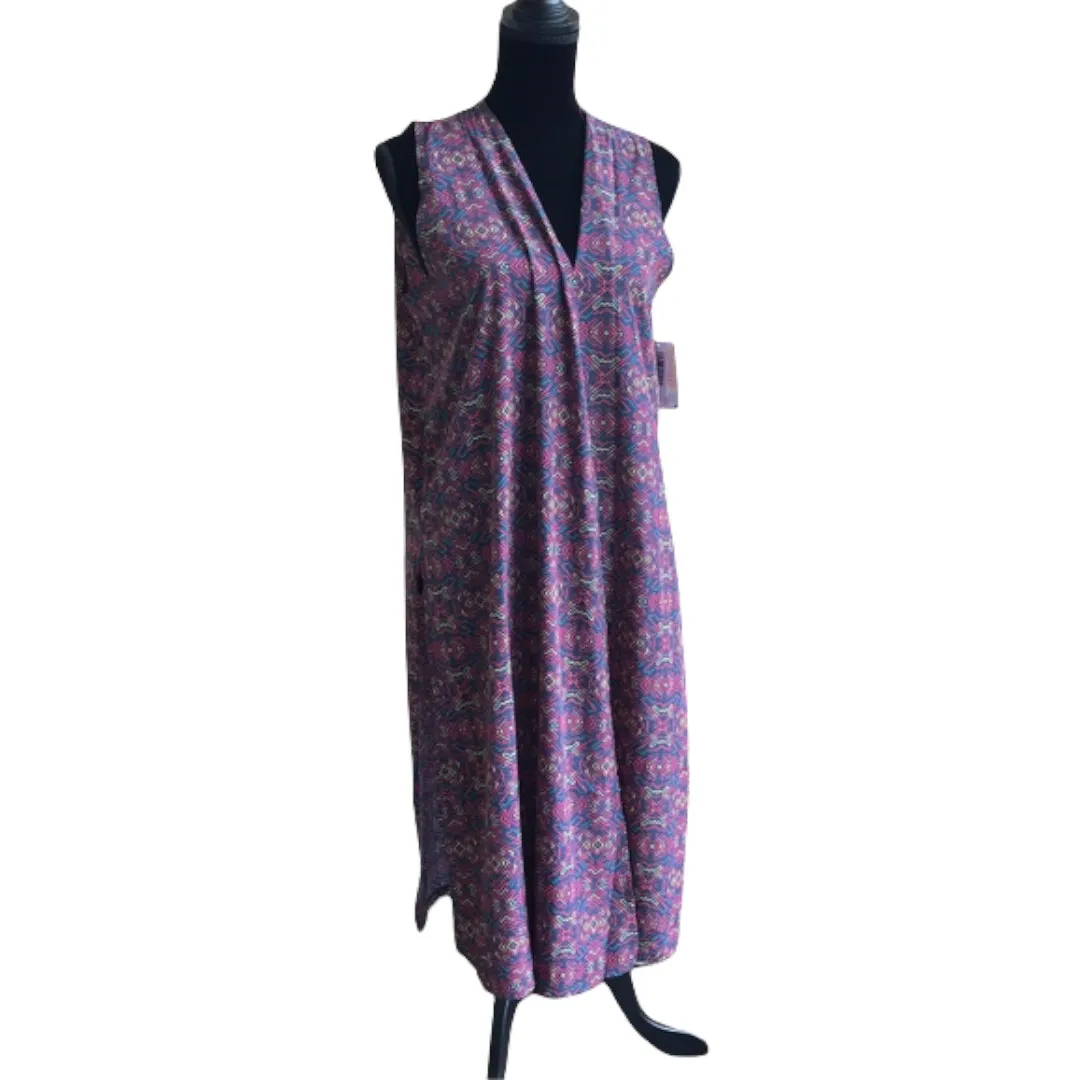 LuLaRoe Womens Duster Medium‎ Joy Long Vest Geometric Maze Print Colorful NEW - Image 2