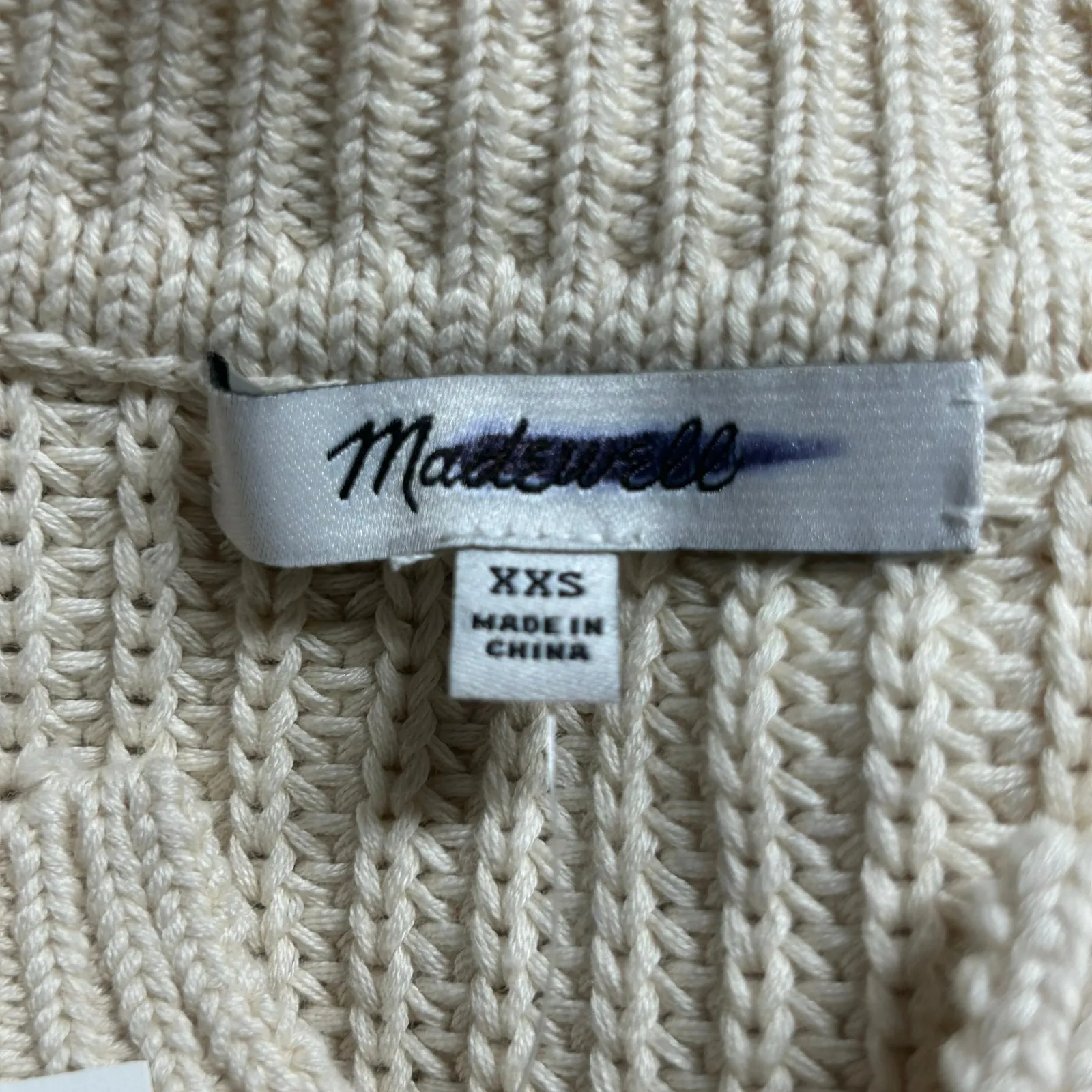 Madewell Women's Ribbed Lace-Up Dropped Shoulder Sweater Cream XXS New - Image 9