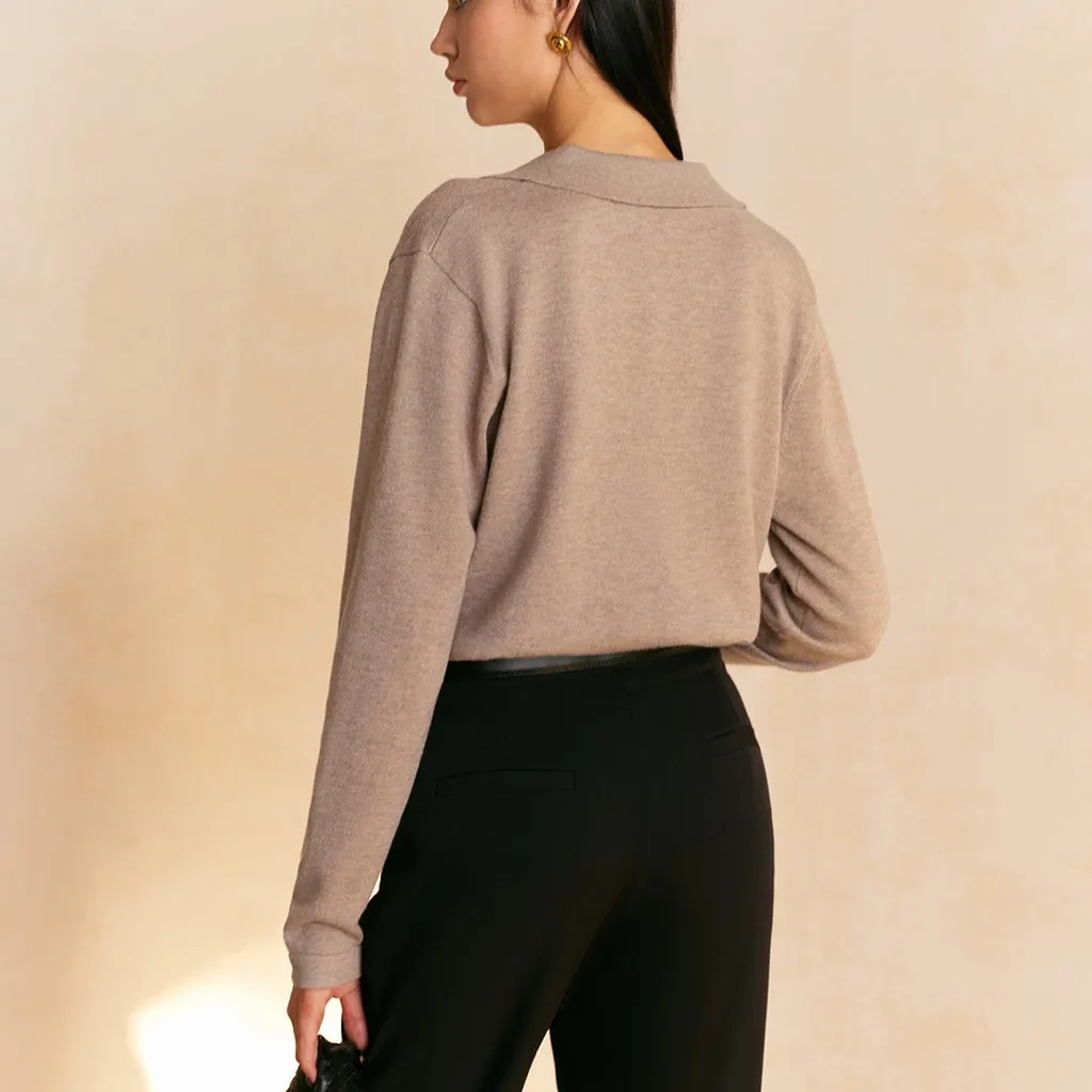 Commense Leisure Collared Pullover Sweater size XS Tan - Image 2