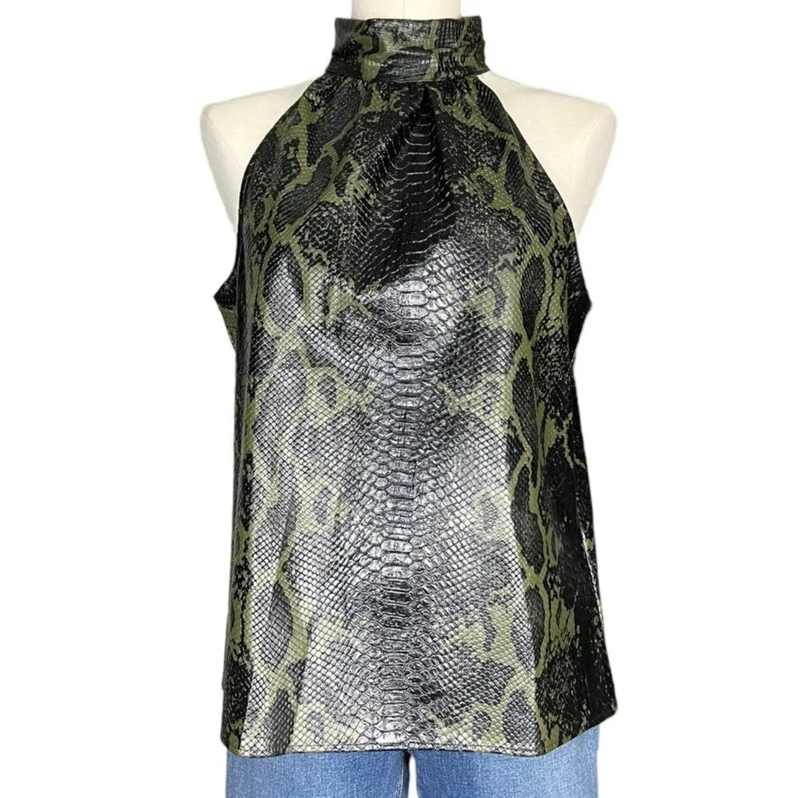NWT Ramy Brook Embossed Pam Halter Top Keyhole Back Size Medium MSRP $285 - Image 8