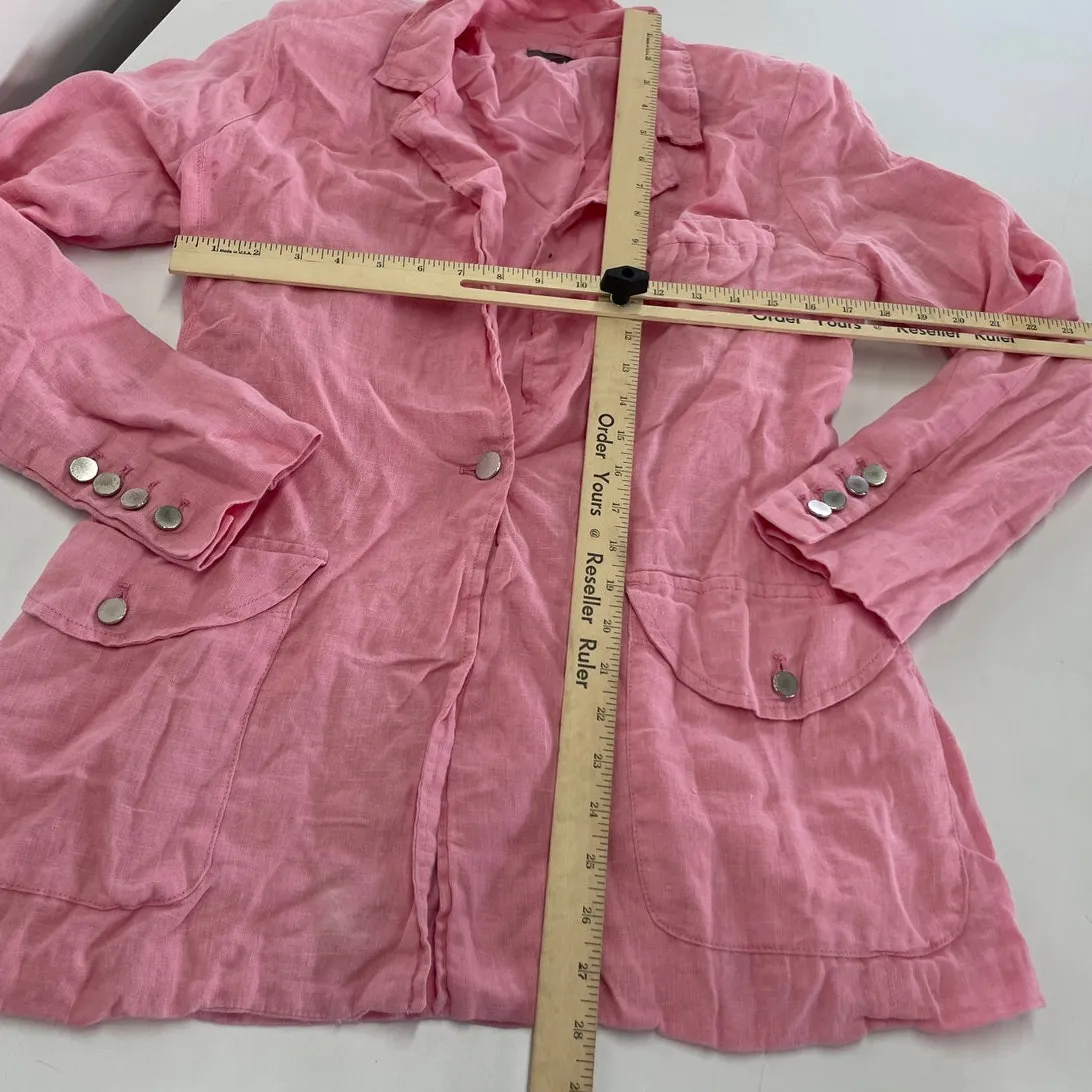 DL1961 Blazer Womens X Small Flamingo Pink Collared‎ Slouchy Linen Jacket - Image 10
