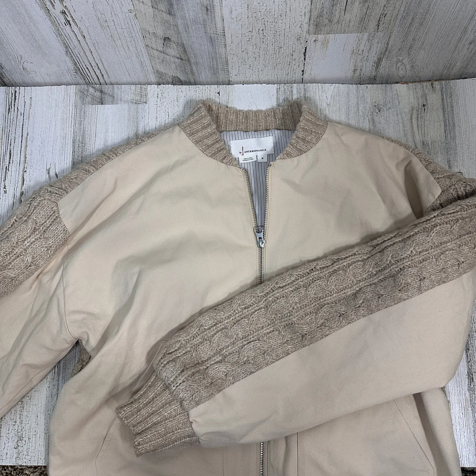 By Anthropologie Mixed-Media Wool & Cotton Jacket – Women’s Medium – MSRP $168 - Image 7