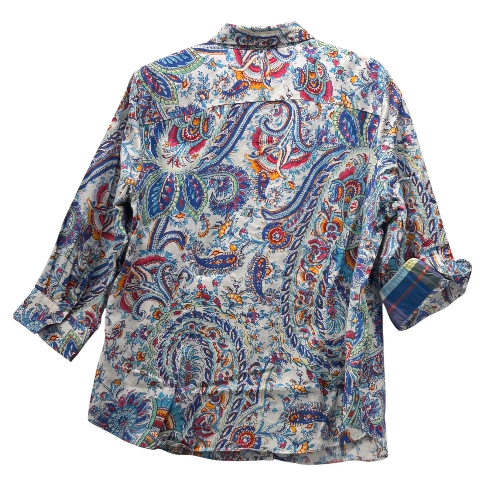 Chaps Paisley Button Up Shirt Blue 1X - Image 2