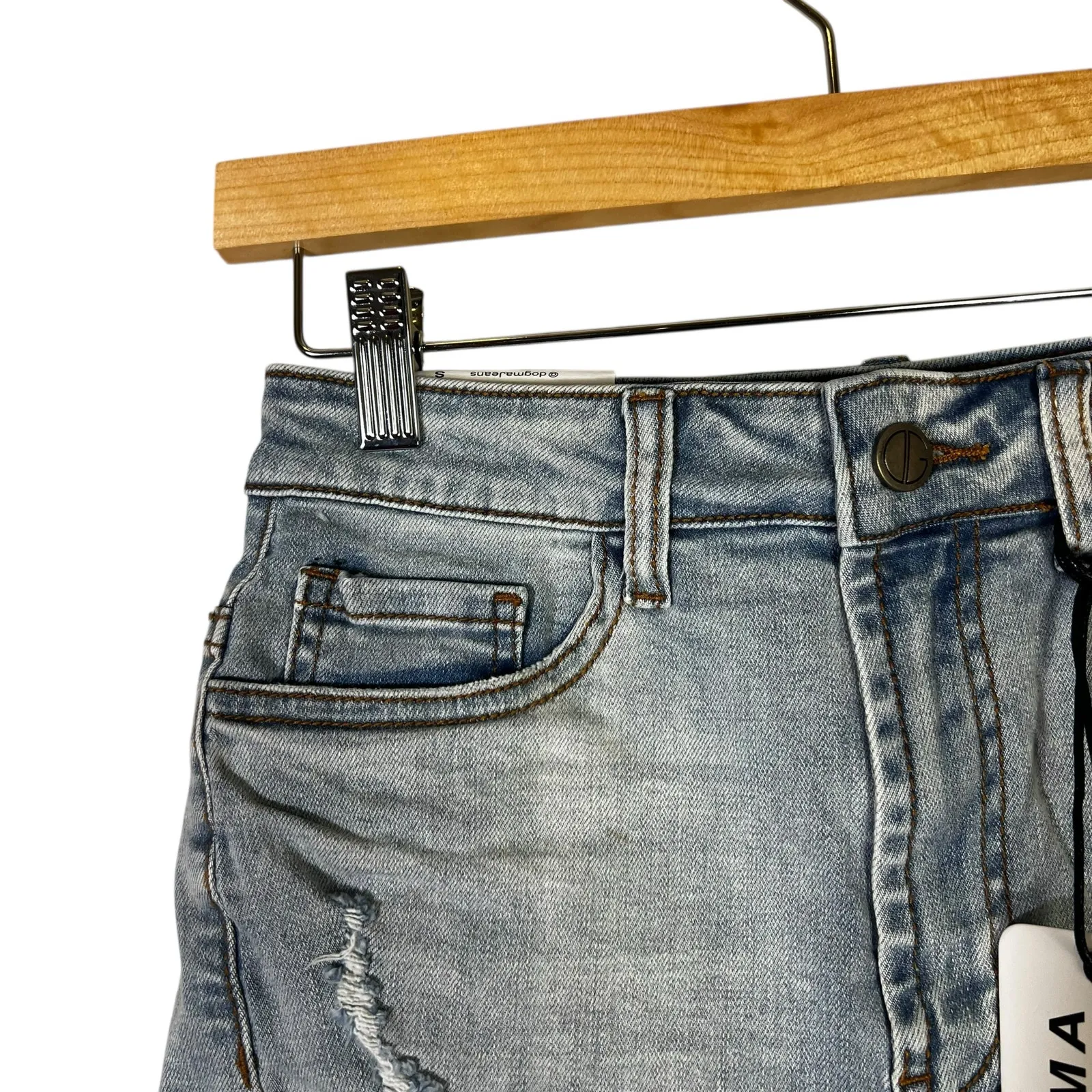 NWT Dogma Denim Jean Shorts Womens L Light Wash Distressed Fringe Daisy Dukes Blue Size L - Image 2