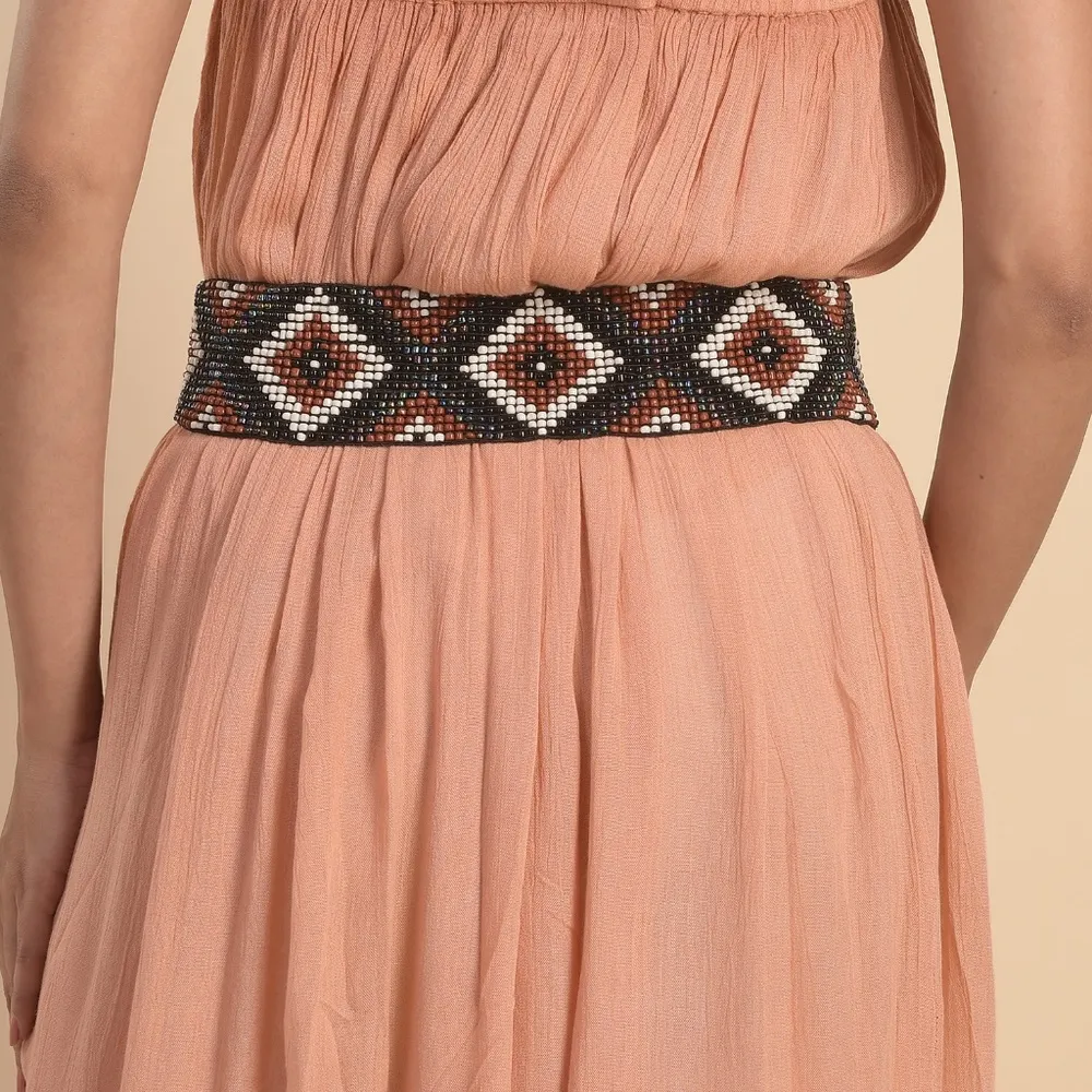 Handmade Southwestern Beaded Belt Black - Image 2