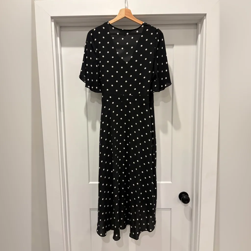 White House Black Market Old Money Polka Dot 2-Piece Wrap + Slip Dress Set SM - Image 2