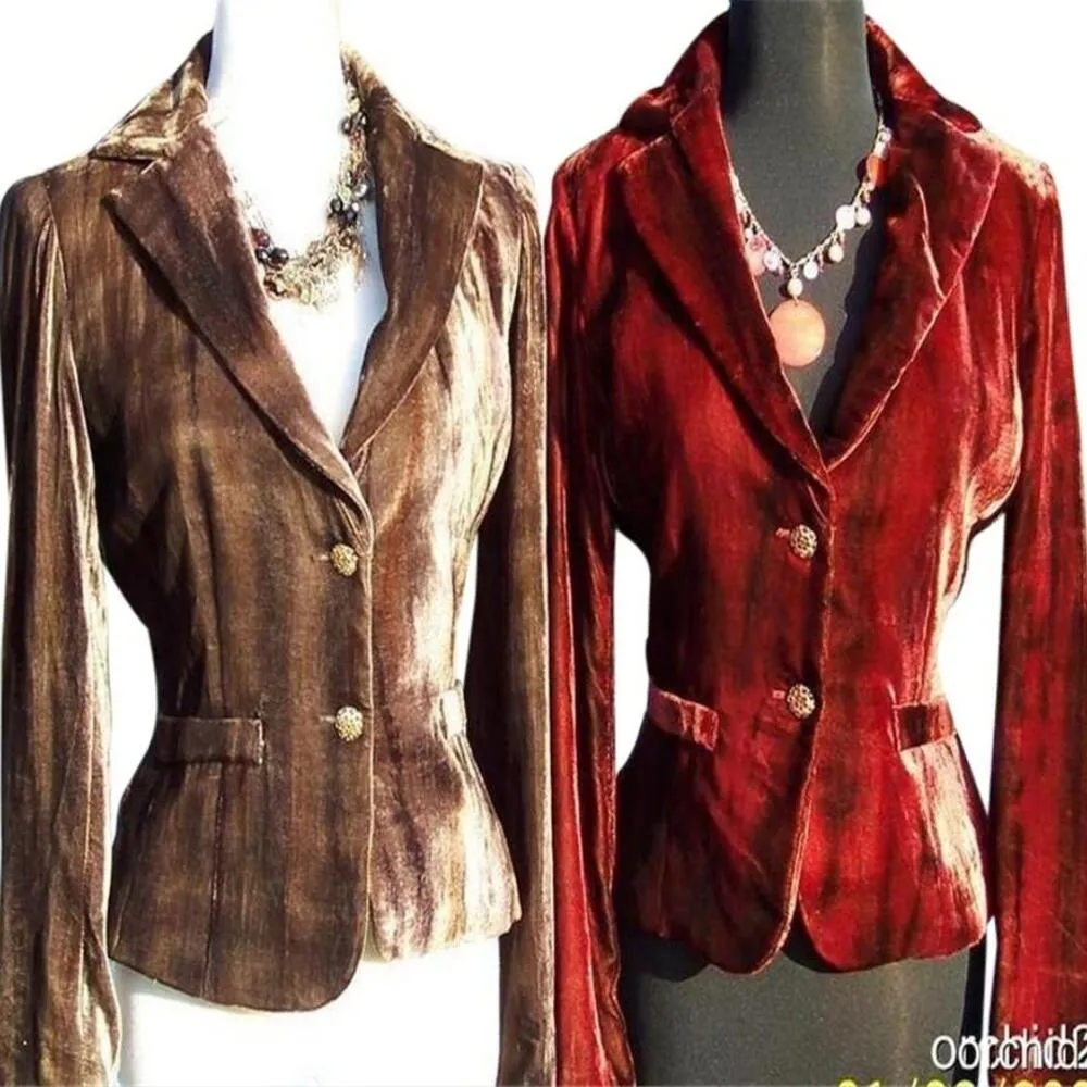 Cache Cranberry Velvet Dip-Dye Jacket Coat Top New Lined $178 NWT Textured - Image 5