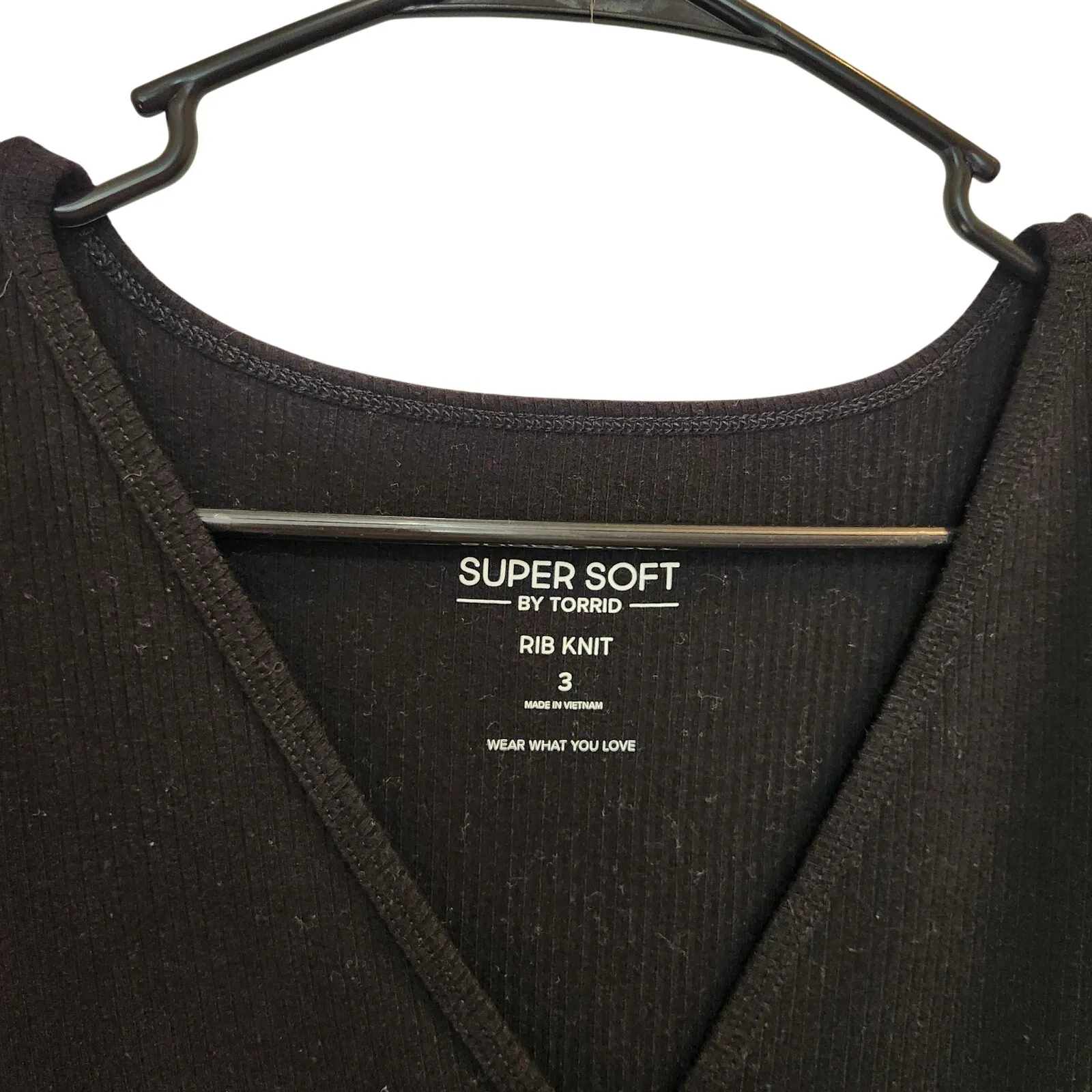 Torrid Black Sexy Fitted Super Soft Rib Knit V-Neck Short Sleeve Tee Casual 3X - Image 5